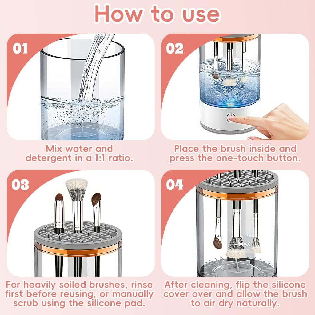 3 in 1 Electric Makeup Brush Cleaner Machine,Automatic Makeup Brush Cleaner Electric,Cleaning Tool,Cosmetic Brushes Cleaners,For Deep Cleaning (White)