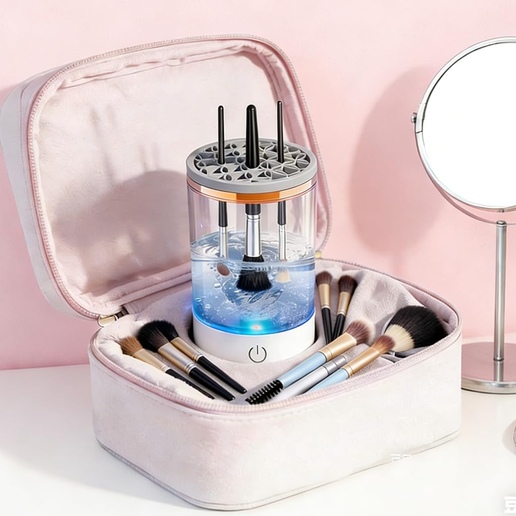 3 in 1 Electric Makeup Brush Cleaner Machine,Automatic Makeup Brush Cleaner Electric,Cleaning Tool,Cosmetic Brushes Cleaners,For Deep Cleaning (White)